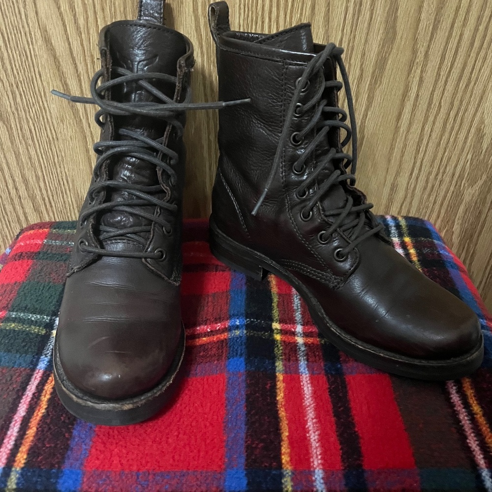 FRYE Veronica Lace-Up Boots - Brown, Size 6
